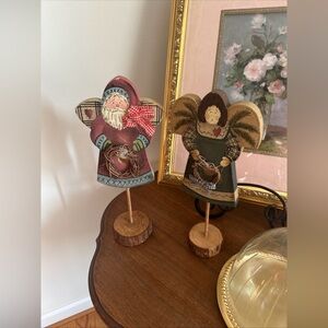 Wooden Country Christmas decorations for mantle or table top 12 inches tall